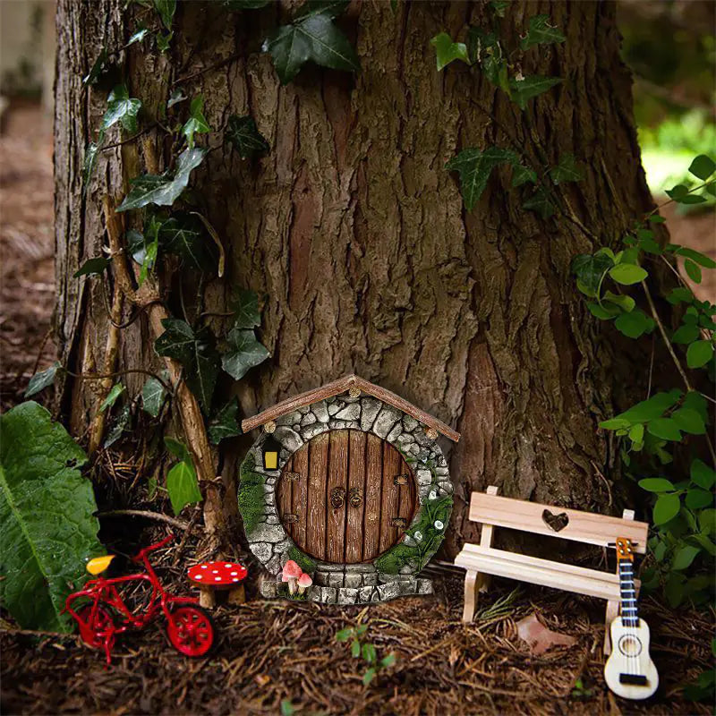Miniature Fairy Gnome Door Figurines for Garden Decor