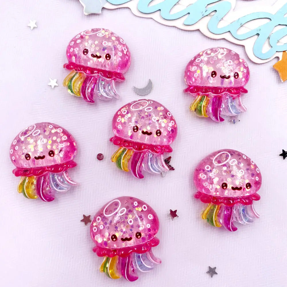 Sparkly Sea Life Assortment (10pcs )Glitter Colorful Resin