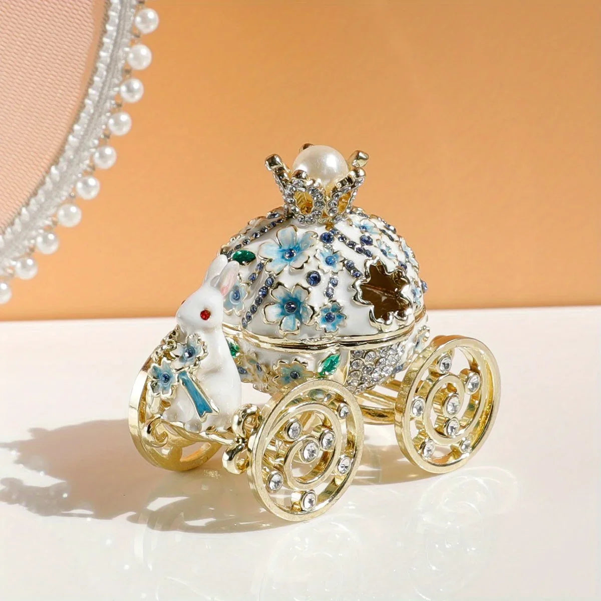 Fairytale Cherry Blossom Carriage Trinket Box