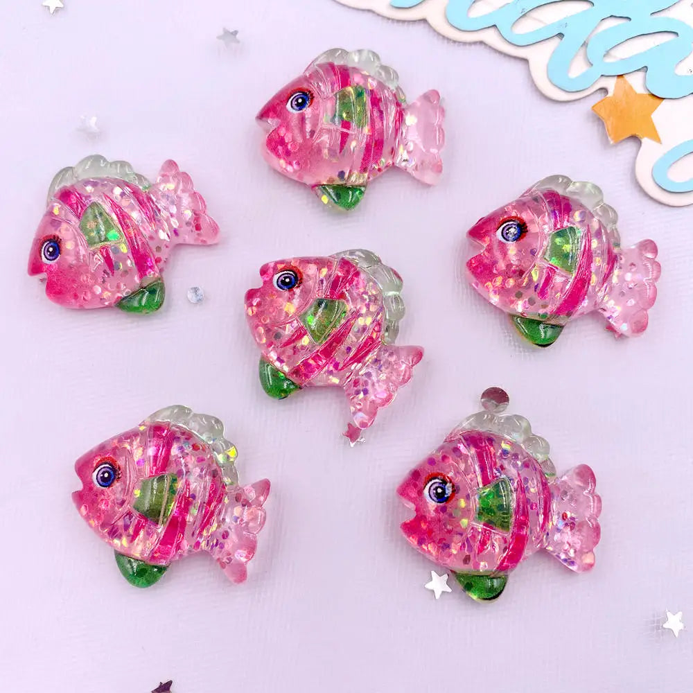 Sparkly Sea Life Assortment (10pcs )Glitter Colorful Resin