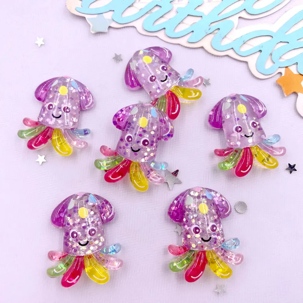 Sparkly Sea Life Assortment (10pcs )Glitter Colorful Resin