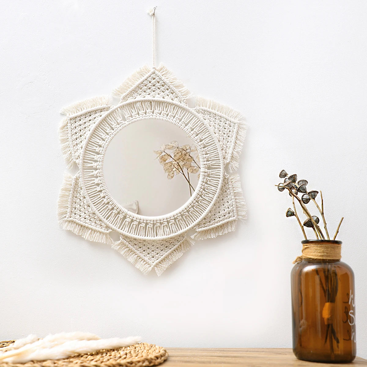 Boho Macrame Mirror