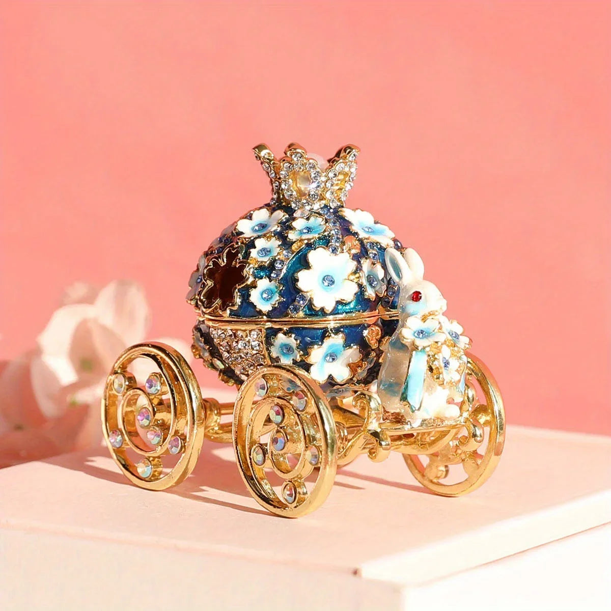Fairytale Cherry Blossom Carriage Trinket Box
