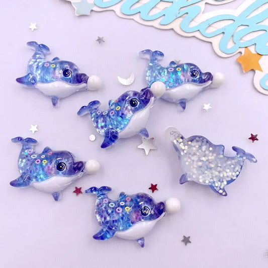 Sparkly Sea Life Assortment (10pcs )Glitter Colorful Resin