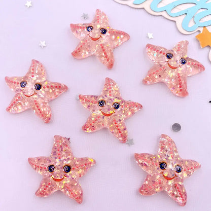 Sparkly Sea Life Assortment (10pcs )Glitter Colorful Resin