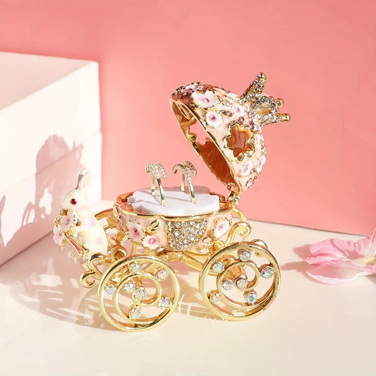 Fairytale Cherry Blossom Carriage Trinket Box